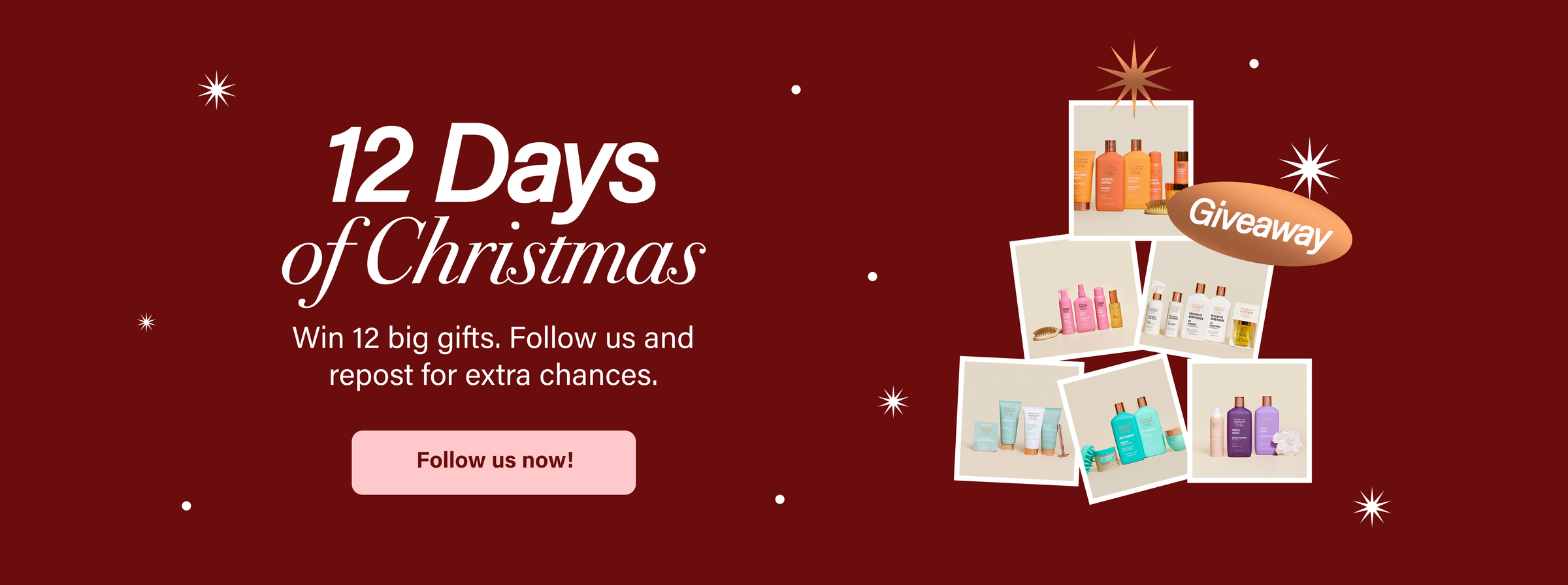 12 Days of Christmas. Win big gifts. Follow us and repost for extra chances