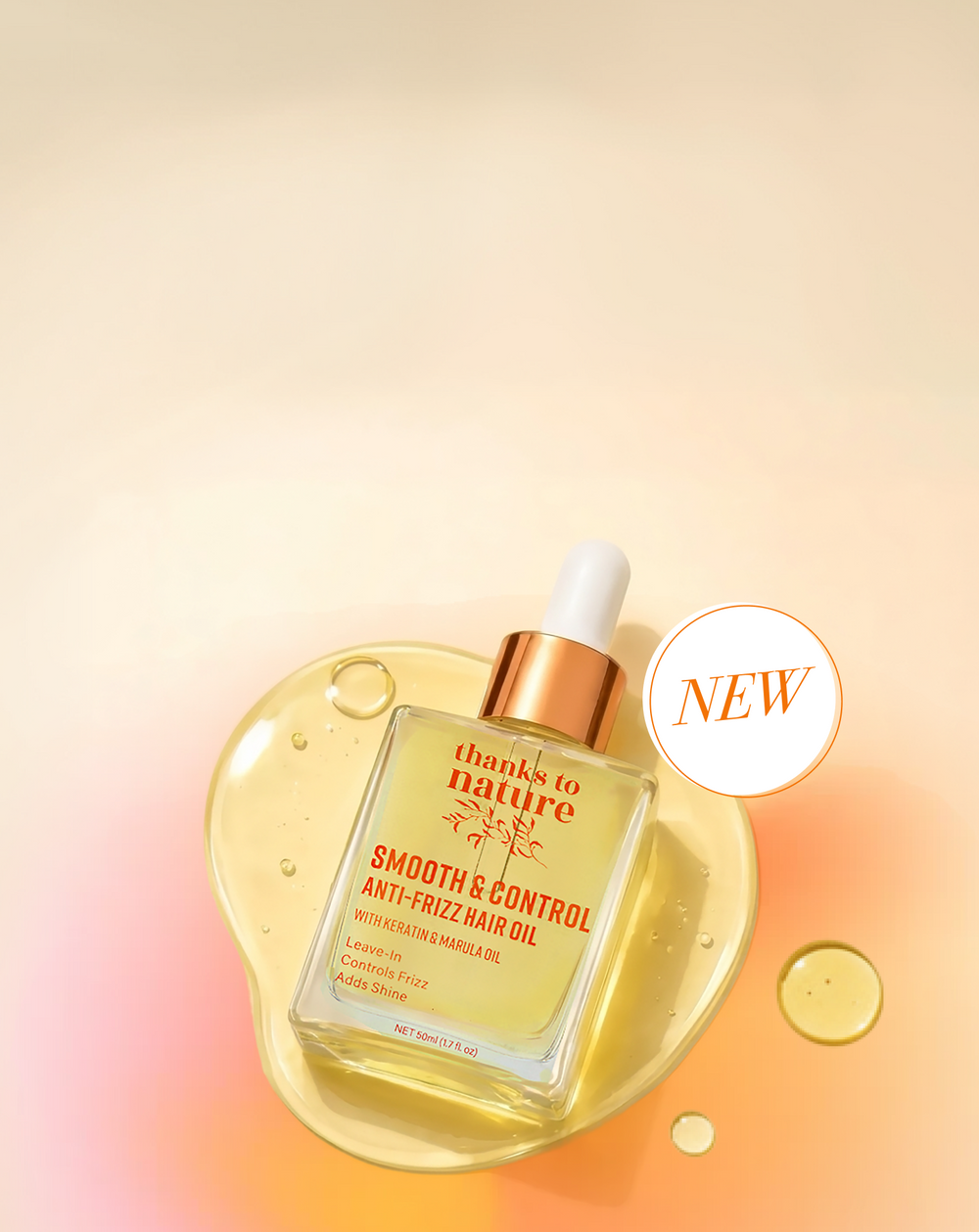 Thanks to Nature Anti-Frizz Hair Oil A lightweight hair oil that takes flyaways and leaves hair silky, smooth and frizz free.