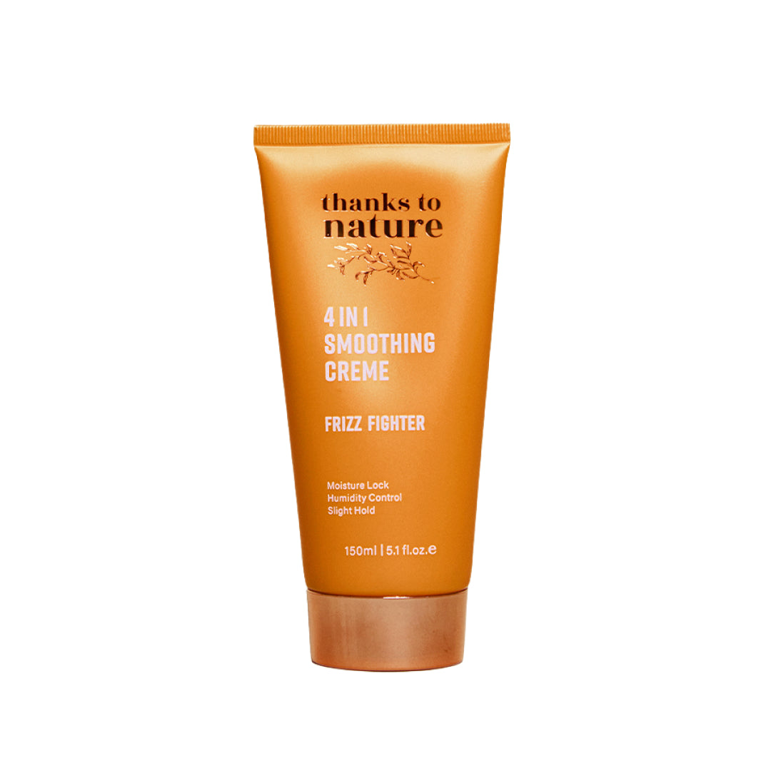 Orange tube of 'thanks to nature' 4-in-1 Smoothing Creme on a white background